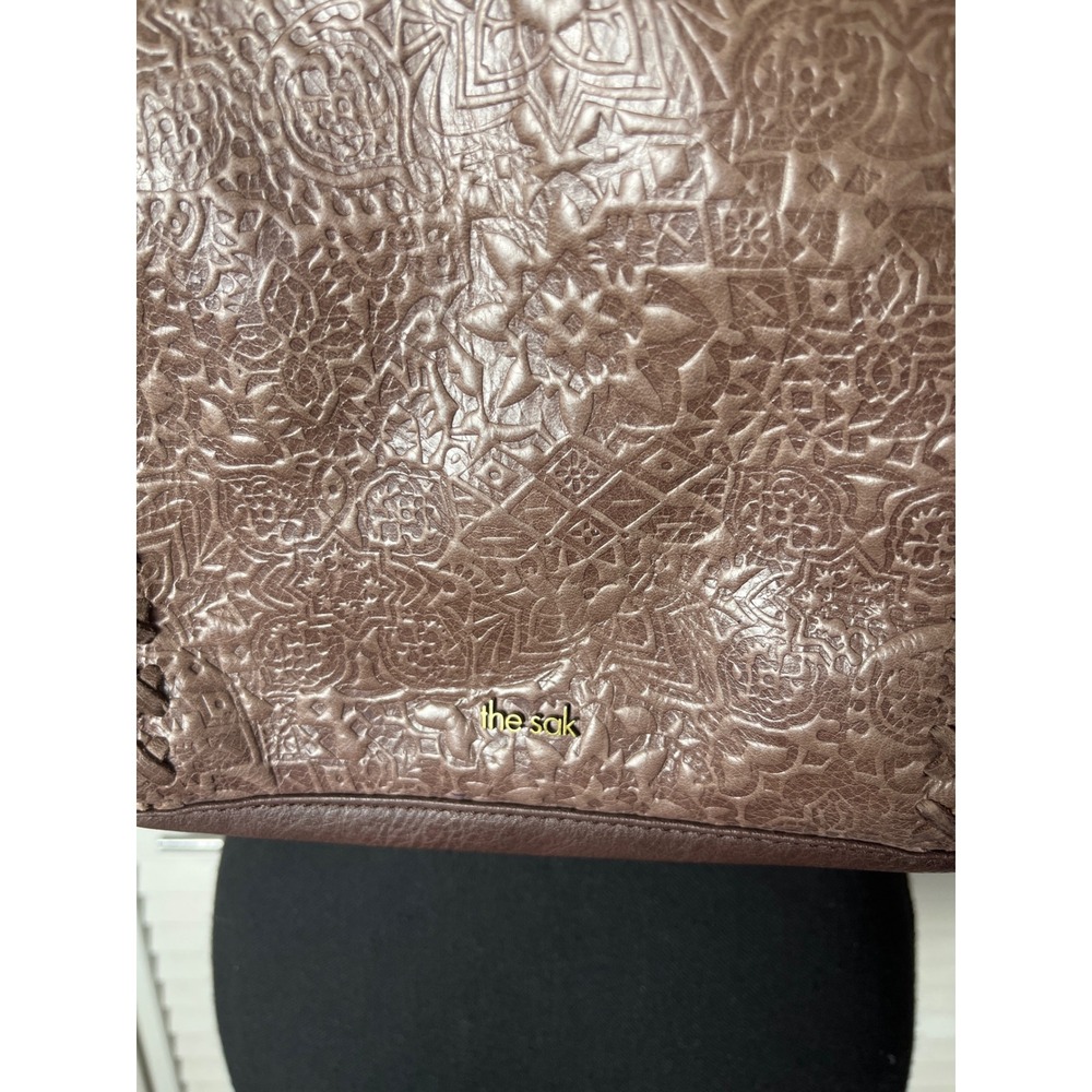 The Sak Brown Leather Embossed Floral Convertible Backpack Crossbody Bag - Picture 2 of 8